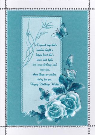 Lovely Roses and Butterflies Blue by Gill Middleton