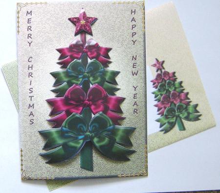 Ribbon Bow Christmas Tree - Green & Red by Gill Middleton