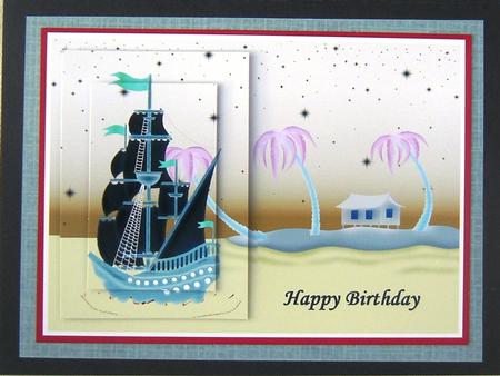 A Galleon at Night ,crazy Cards by Gill Middleton