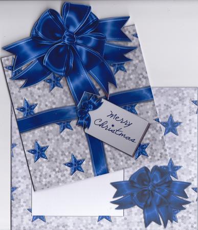 Christmas Parcel - Silver & Blue with Stars by Gill Middleton