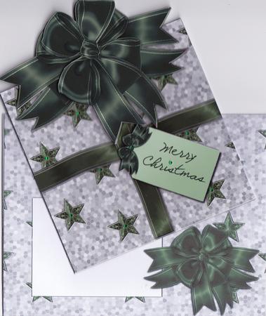 Christmas Parcel - Silver & Green with Stars by Gill Middleton