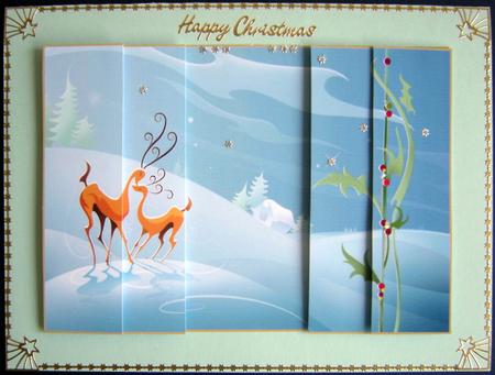 Beautiful Whimsical Reindeer Winter Scene Side Stacker by Gill Middleton