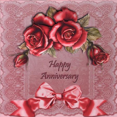 Red Roses & Pink Lace - Anniversary by Gill Middleton