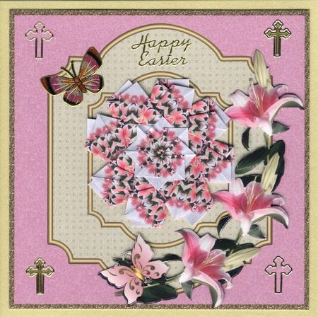 Easter Blank Topper with Lilies & Butterfly 5 by Gill Middleton