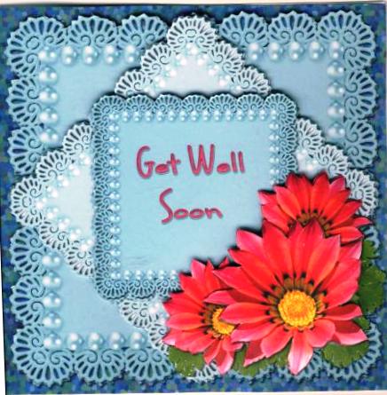 Lacy Squares - Blues - Get Well by Gill Middleton