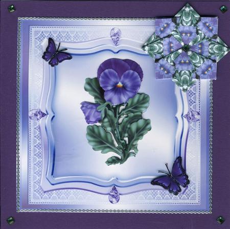 Pansies and Butterflies Decoupage Blue by Gill Middleton
