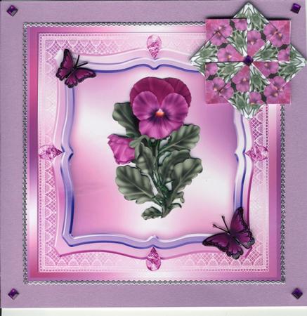 Pansies and Butterflies Decoupage Pink by Gill Middleton