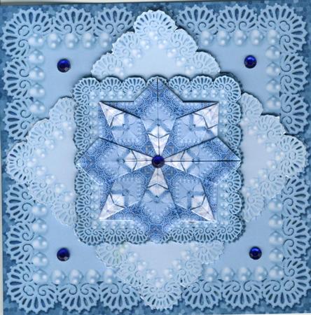 Lacy Blue Squares - Teabag Folding Mini-kit by Gill Middleton