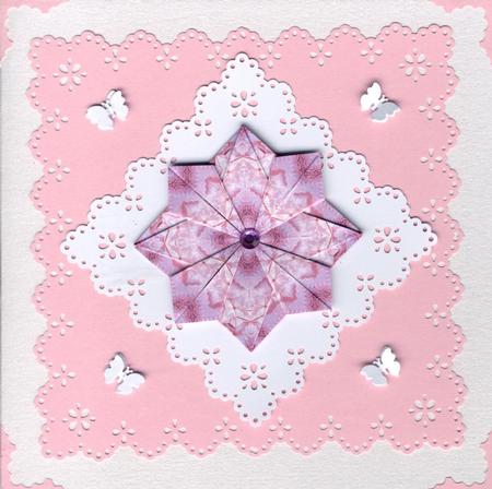 Lacy Pink Squares - Teabag Tiles Set 2 by Gill Middleton