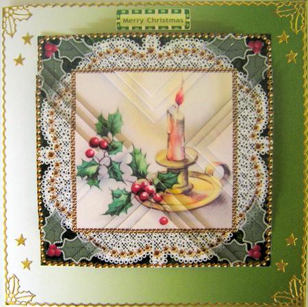 Christmas Candles 2 Vintage Lace Mini 4in Triangle Stacker by Gill Middleton