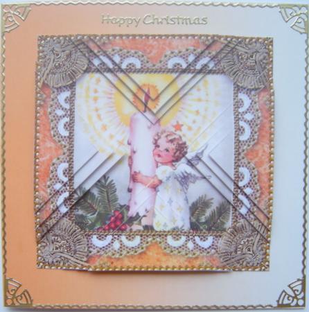 Christmas Candle Angel 2 Lace Mini 4in Triangle Stacker by Gill Middleton