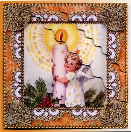 Candle Angel 2 Duo Corner Wavy Sq Stacker by Gill Middleton