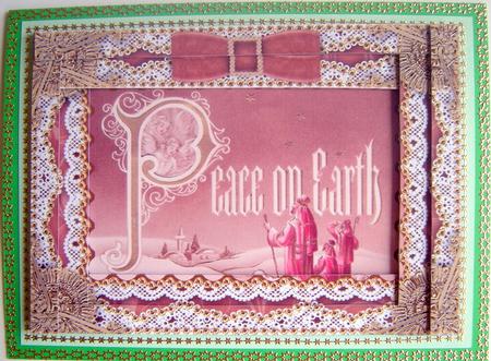 Peace on Earth Spiral Edge Stacker 7x5in Card Front by Gill Middleton