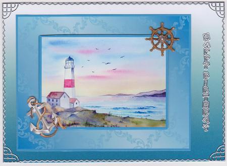 Lighthouse Decoupage Sheet with Anchor and Ships Wheel by Gill Middleton