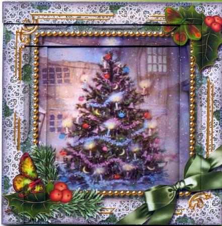 How Tree Look Holly Spiral Edge Stacker Card Front by Gill Middleton