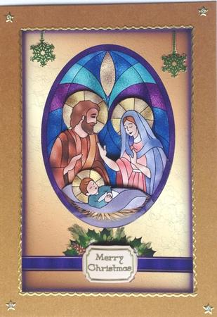 Stained Glas Oval Nativity Sbs by Gill Middleton