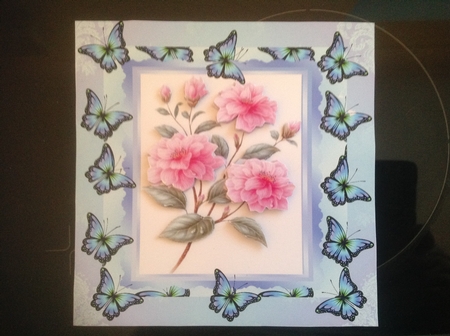 Pink Flowers and Butterflies Topper & Decoupage by Gillian Jenner