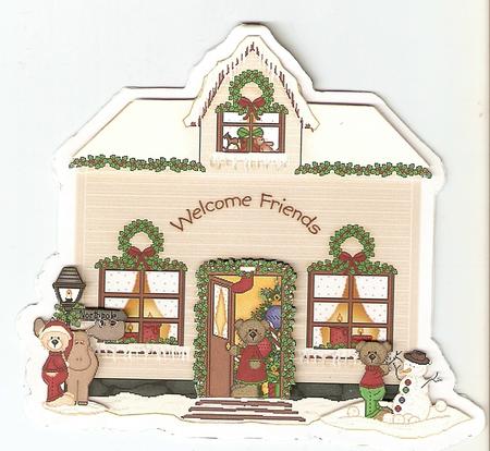 North Pole Christmas Cabin Card by Gillian Jenner