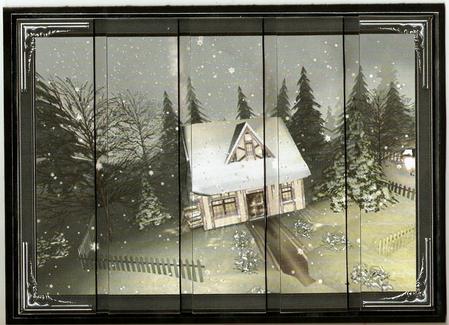 Country Christmas House 5 Card Front and Panels by Gillian Jenner