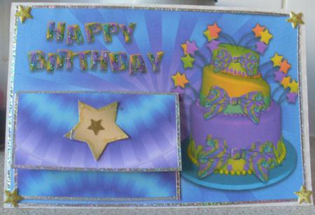 Bright Birthday Cake Gift Pocket Card by Gillian Lowry
