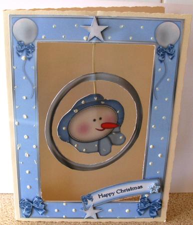 Christmas Snowman Face Double Dangler by Gillian Lowry