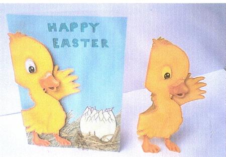 Yellow Easter Chick Shaped Card by Gillian Mahoney