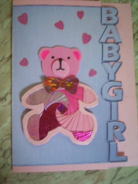 5 x 7 Elegant Metallic Baby Girl Shaped Card by Gillian Mahoney