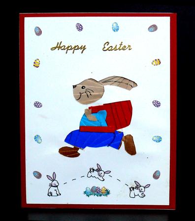 Rabbit with a Backpack Iris Folding by Gillian Mahoney