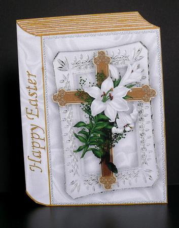 Beautiful Gold Cross for Easter with Lillies Folded Book by Gillian Mahoney
