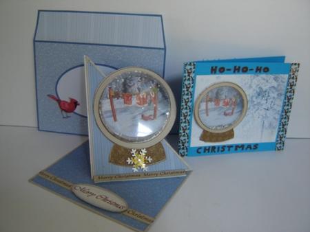 Twisted Easel Santas Suit Snow Globe Christmas Card Santa Card  by Gillian Mahoney