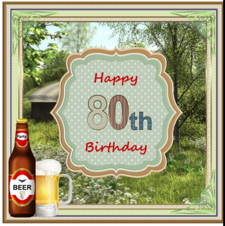 Happy 80th Birthday Beautiful Countryside Topper by Gillian Sollis
