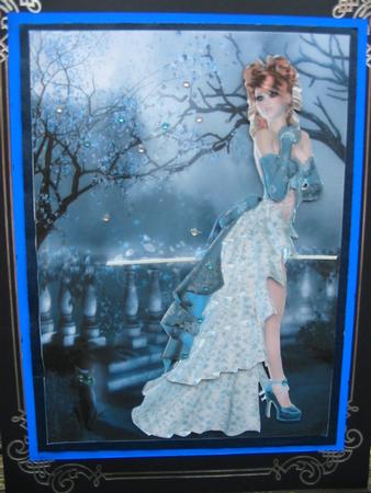 Moonlight Dream Lady A4 Card Front by Gillian Warlow