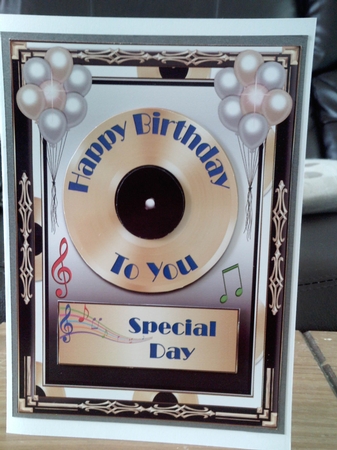Happy Birthday Music & Balloons Topper by Gillian Wolstenholme