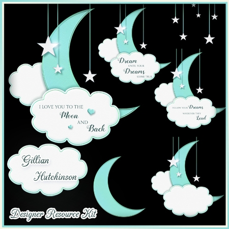 DESIGNER RESOURCE MOON & CLOUDS by Pixel Lane
