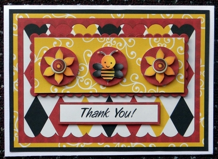 Bee Happy - Thank You Decoupage Card by Giselle Topper