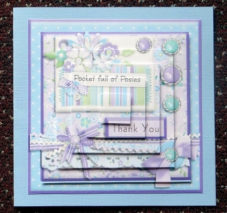 Pocket Full of Posies Thank You Pyramid Card Front by Giselle Topper