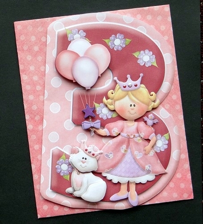 Age 3 Princess Shape Card Sheet 1 of 2 by Giselle Topper