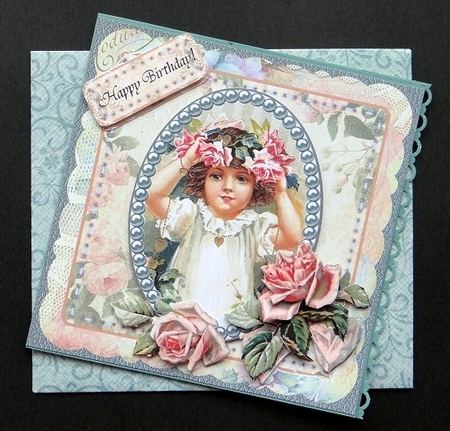 Vintage Girl with Roses by Giselle Topper