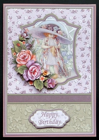Big Hat Girl Card Topper with Floral Decoupage by Giselle Topper