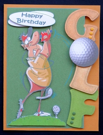 Cartoon Golfer Over the Edge by Giselle Topper