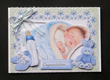 Sweet Dreams Baby Boy in Floral Frame Insert by Giselle Topper