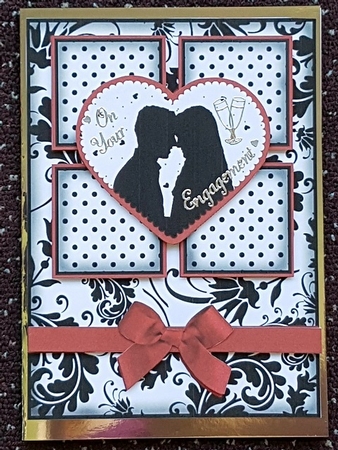 Engagement Silhouette 4 Square Red Heart Card 2 by Giselle Topper