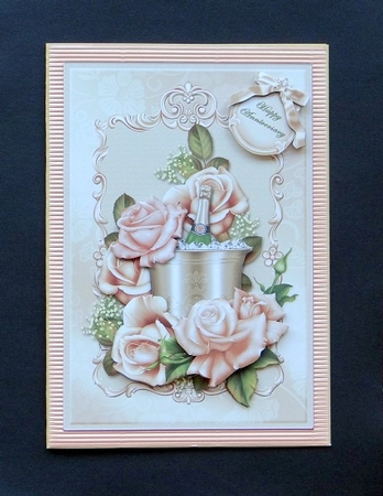 Champagne Bucket and Roses Card Front by Giselle Topper
