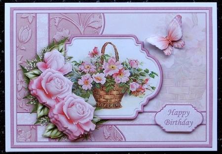 Pink Rose Basket Card Topper & Decoupage by Giselle Topper