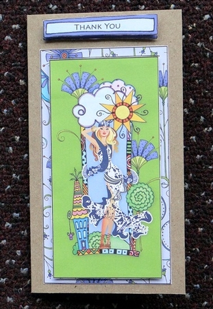 Shopping Girl Card Front Purple Lime by Giselle Topper