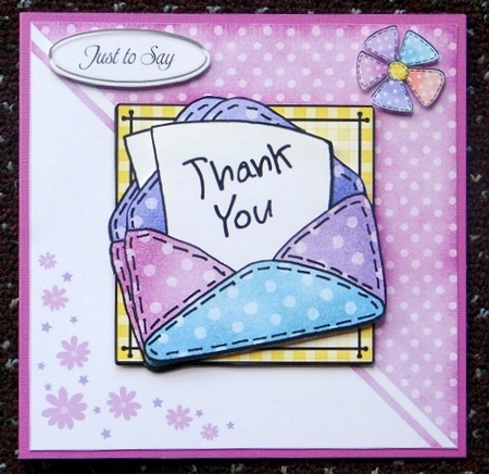 Thank You Letter Quick Card with 3D Decoupage by Giselle Topper