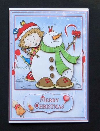 Snowman Fun Card Front & Decoupage by Giselle Topper