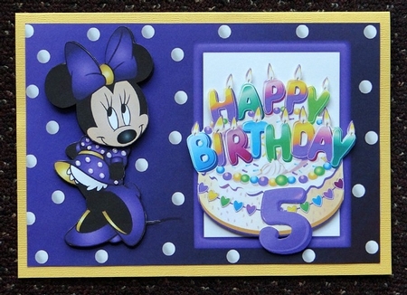 I Just love Birthday cakes, with cute little minnie mouse in purple by Giselle Topper