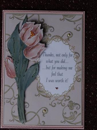 Pink Tulip Thank You 3 by Giselle Topper