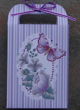 Flowers and Butterflies, Medium Gift Bag Blue by Giselle Topper